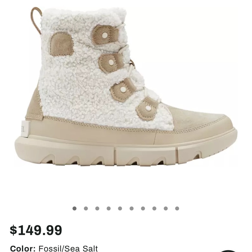 NWT SOREL Women's Explorer II Joan Cozy 100g Boots- SIZE 10 (Fossil/Sea Salt)